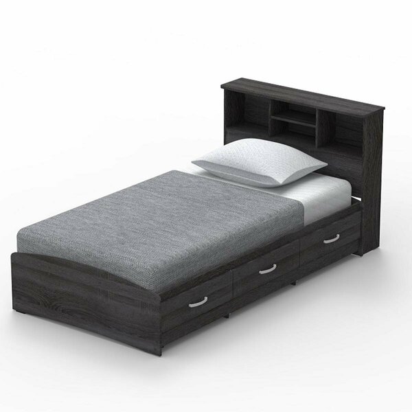 Better Home 15 x 41 x 77 in. California Wooden Twin Size Captains Bed Gray 616859964853